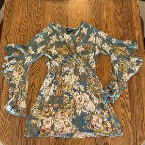 Bell Sleeve Floral Dress